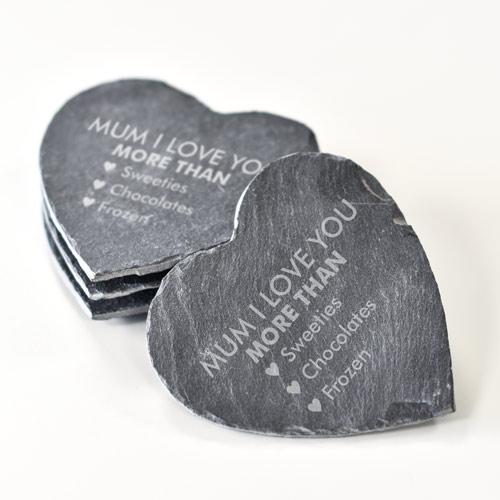 Love You More Than Engraved Love Heart Coasters