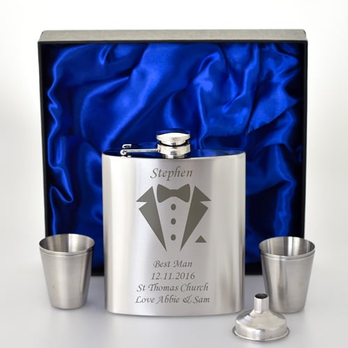 Personalised Hip Flask Set - Best Man Gifts