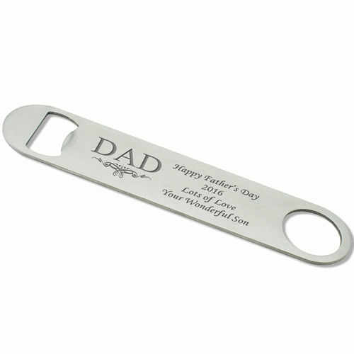 Personalised 7\" Bar Blade Bottle Opener For Dad