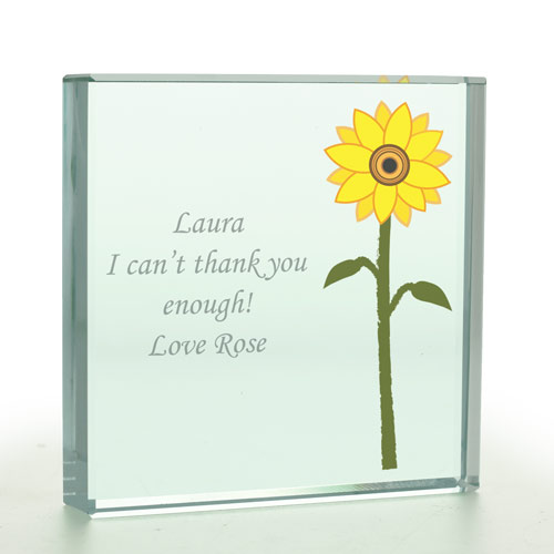 Personalised \'Sunflower Design\' Glass Token