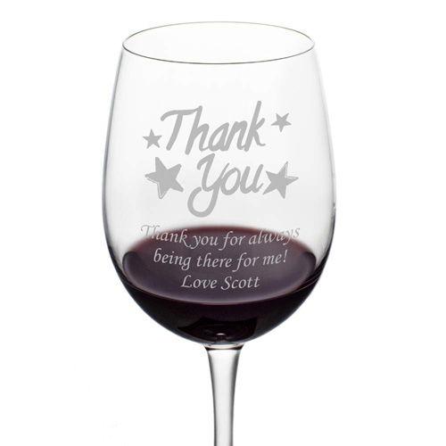 Personalised Thank You Wine Glass