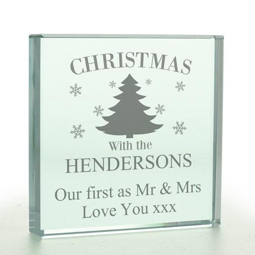 Personalised Christmas Family Glass Token