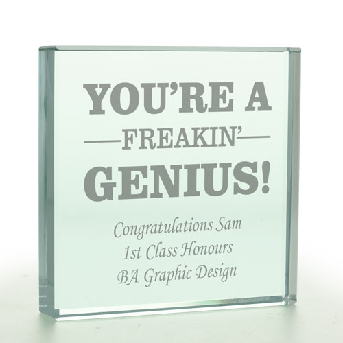 Personalised \'Freakin\' Genius\' Glass Token