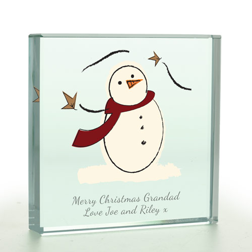 Personalised \'Snowman\' Glass Token