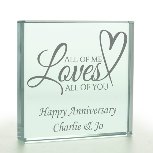 Personalised All Of Me Loves All Of You Glass Token
