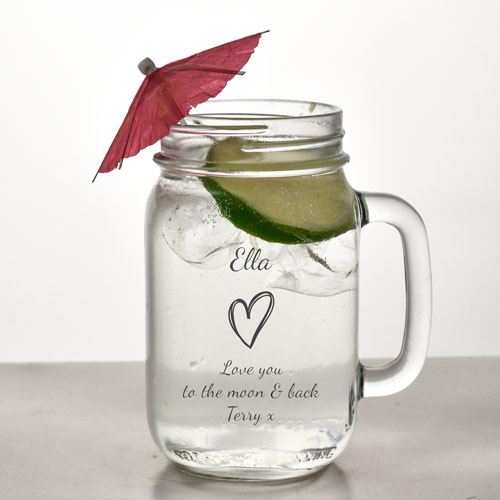 Personalised Mason Drinking Jar - Love Heart