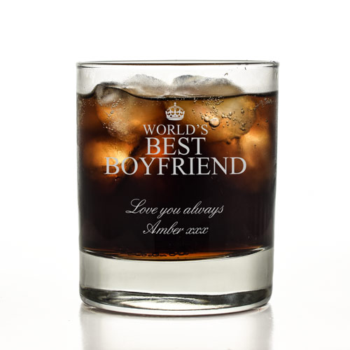 Personalised \'Worlds Best Boyfriend\' Whisky Glass