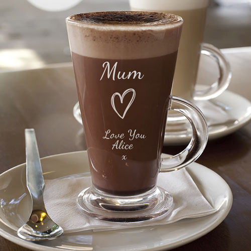 Personalised Love Heart Latte Glass