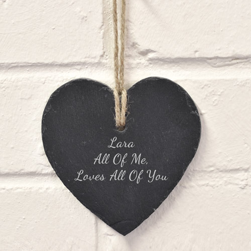 Personalised Slate Heart Hanging Keepsake Gift