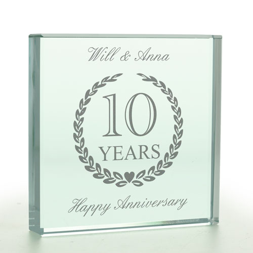 Personalised Wedding Anniversary Glass Token - Any Year