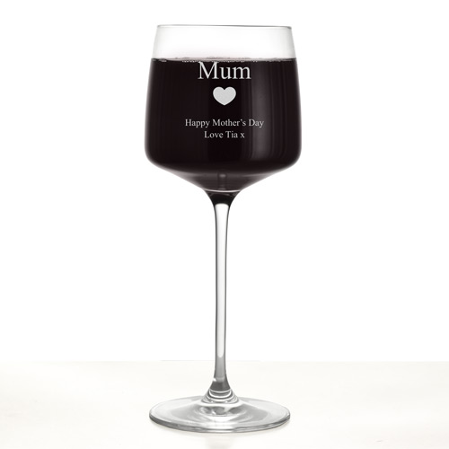 Personalised Hollywood Wine Glass With Love Heart