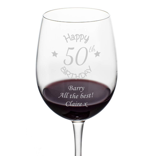 Personalised 50th Birthday Wine Glass