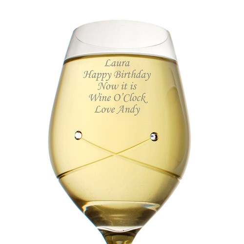Personalised Crystal Wine Glass With Swarovski Elements