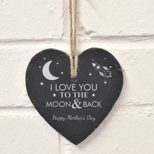 Personalised Slate Love You To The Moon And Back Hanging Heart