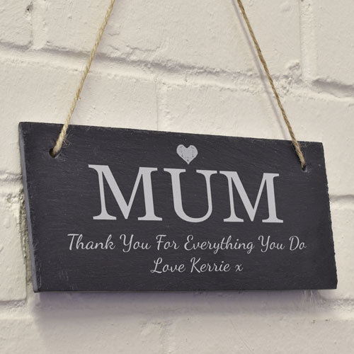 Personalised Hanging Slate Sign For Mum