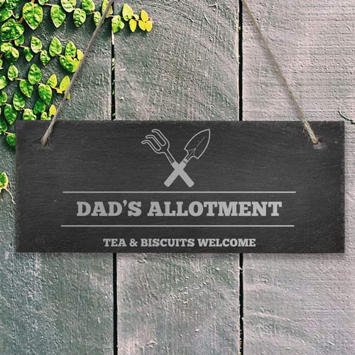 Personalised Hanging Slate Sign For The Allotment