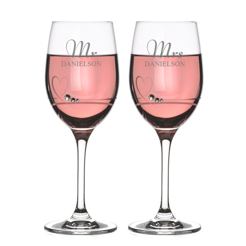 Personalised Mr And Mrs Petite Wine Glass Set