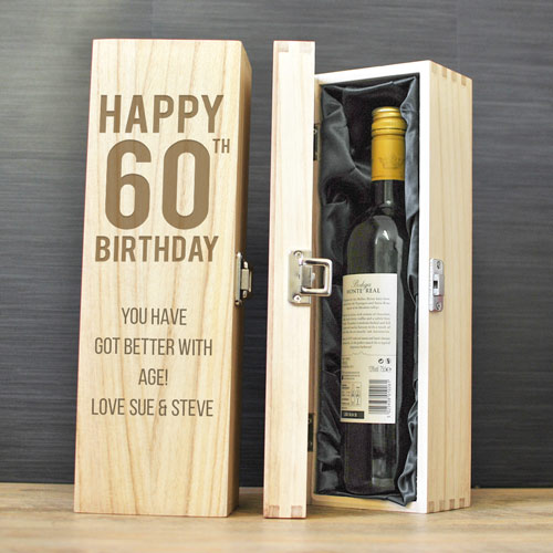 Happy 60th Birthday Personalised Wine Box