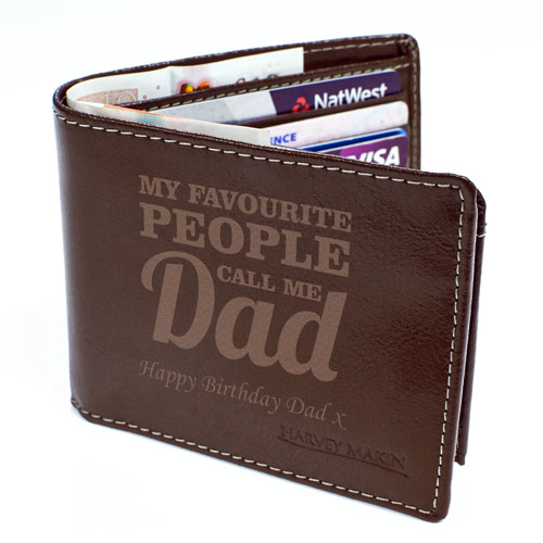 Personalised Brown Leather Wallet - My Favourite People Call Me Dad