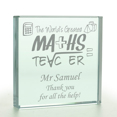 The World\'s Greatest Maths Teacher Personalised Glass Token