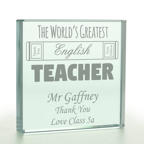 The World\'s Greatest English Teacher Personalised Glass Token