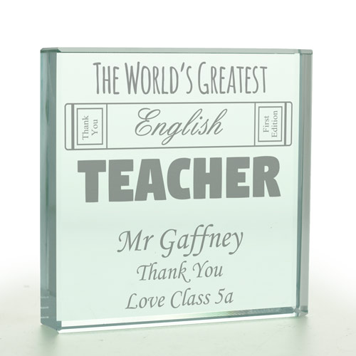 The World's Greatest English Teacher Personalised Glass Token