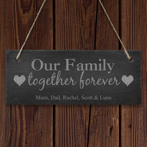 Personalised Our Family Hanging Slate Sign