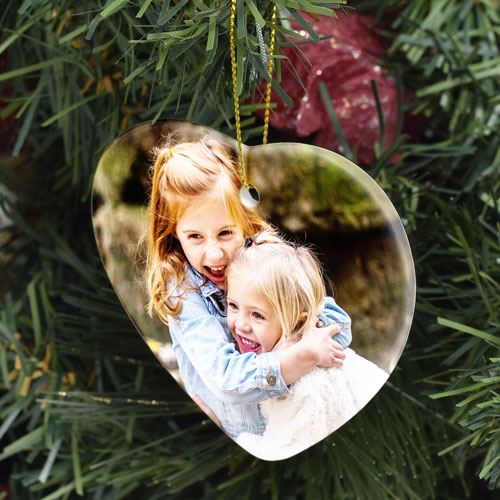 Personalised Ceramic Heart Photo Bauble Decoration