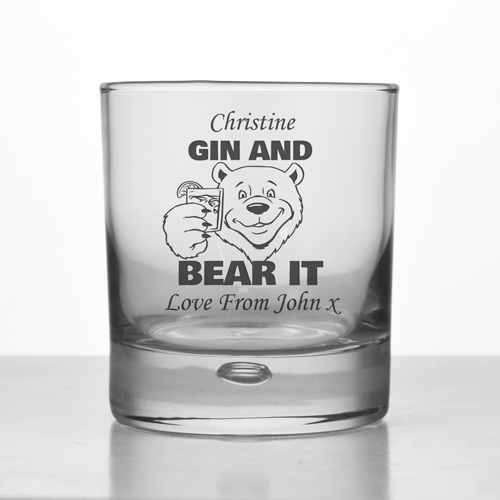 Personalised Gin And Bear It Glass Tumbler