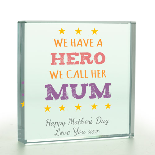 Personalised Glass Token - We Have A Hero We Call Mum