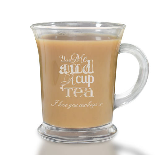 You Me And A Cup Of Tea Personalised Glass Mug