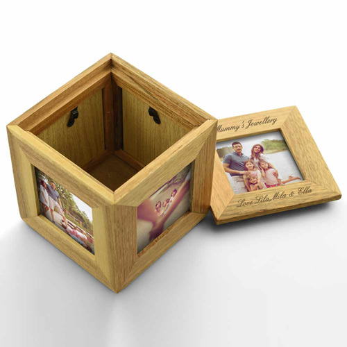 Personalised Oak Keepsake Photo Cube