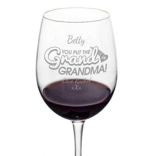 Personalised Grand In Grandma Wine Glass