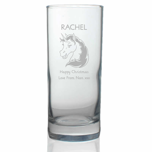 Personalised Unicorn Hiball Glass