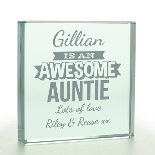 Personalised Awesome Auntie Glass Token