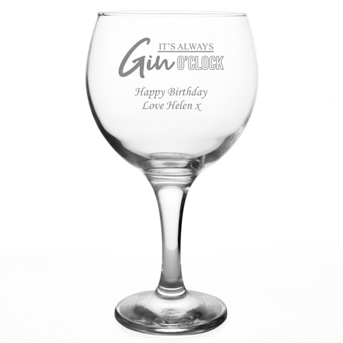 Personalised Gin Glass - Gin O'Clock