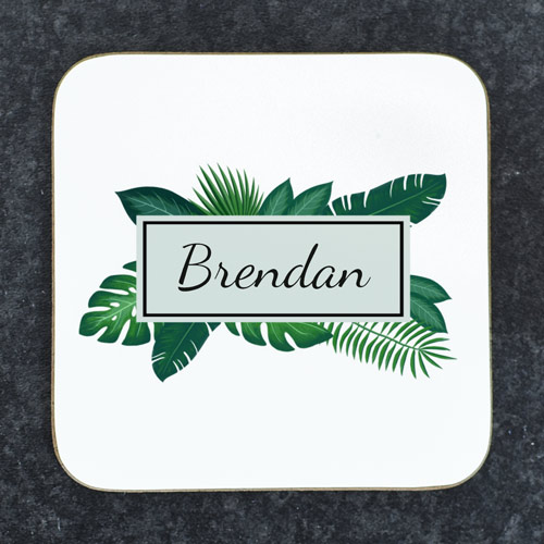 Personalised Coaster - Tropical Leaves Any Name