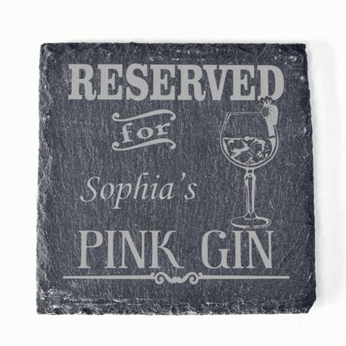 Personalised Pink Gin Slate Coaster
