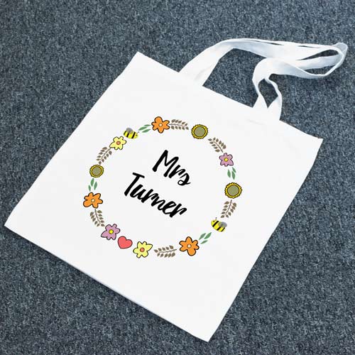 Personalised Tote Bag - Floral Teacher Design