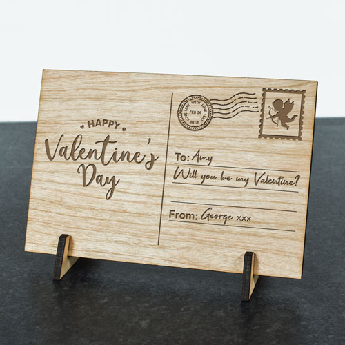 Personalised Wooden Postcard - Valentine\'s Day