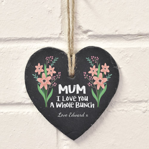 Personalised Hanging Slate Heart - I Love You A Whole Bunch