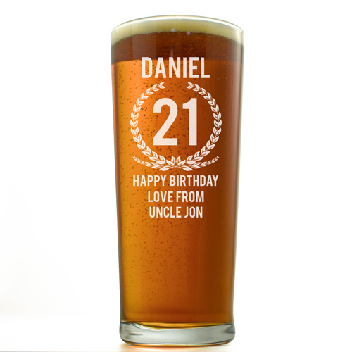 Personalised Pint Glass - 21st Birthday