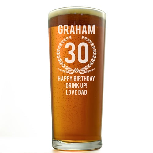 Personalised Pint Glass - 30th Birthday