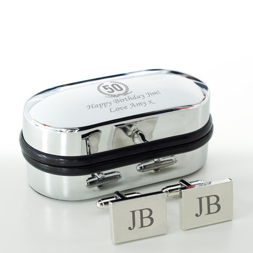 Personalised Cufflinks and Box - 50th Birthday