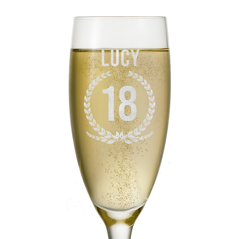 Personalised Champagne Flute - Wreath design