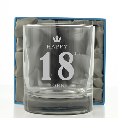 Personalised Whisky Glass - 18th Birthday Crown