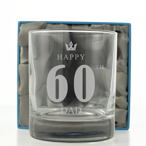 Personalised Whisky Glass - 60th Birthday Crown