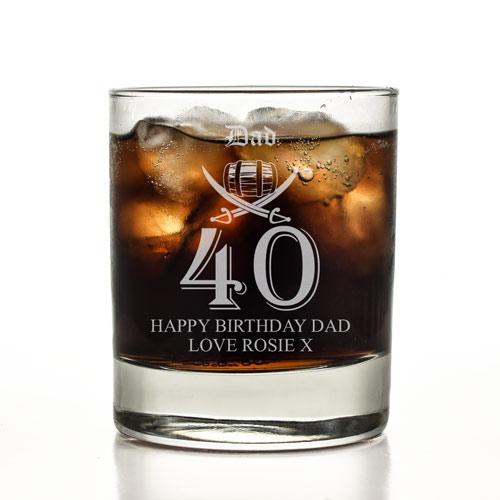 Personalised 40th Birthday Rum Glass Tumbler