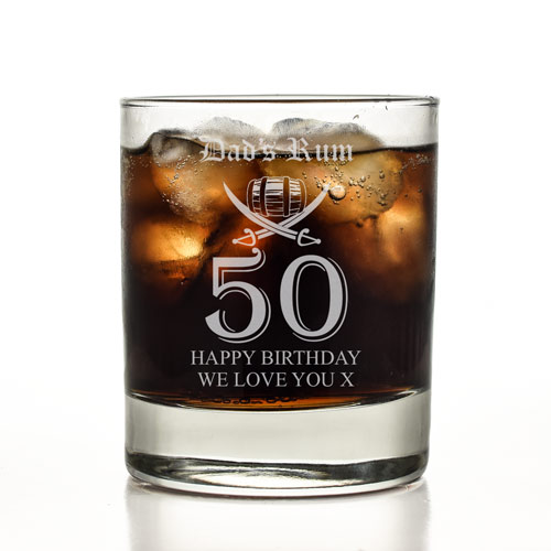 Personalised 50th Birthday Rum Glass Tumbler