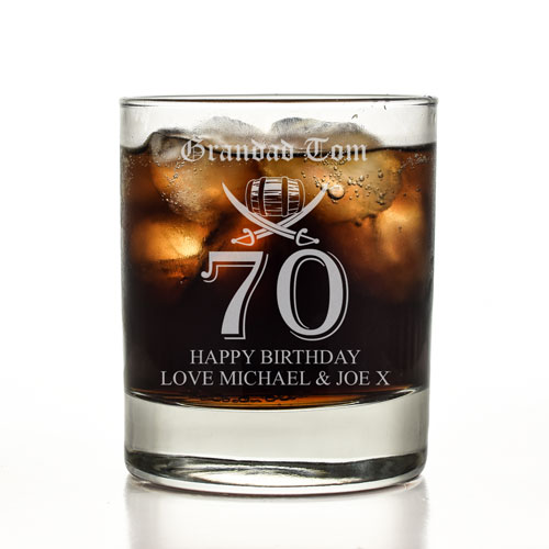Personalised 70th Birthday Rum Glass Tumbler